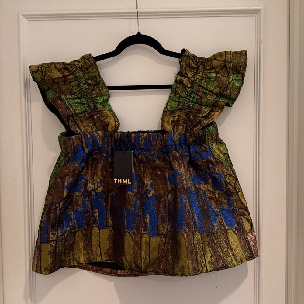 THML flutter sleeve metallic top - Picture 7 of 7